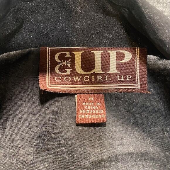 Cowgirl Up Black Sheer Long Sleeve Blouse Top Stitch Western Chic Womens Medium - Picture 5 of 11